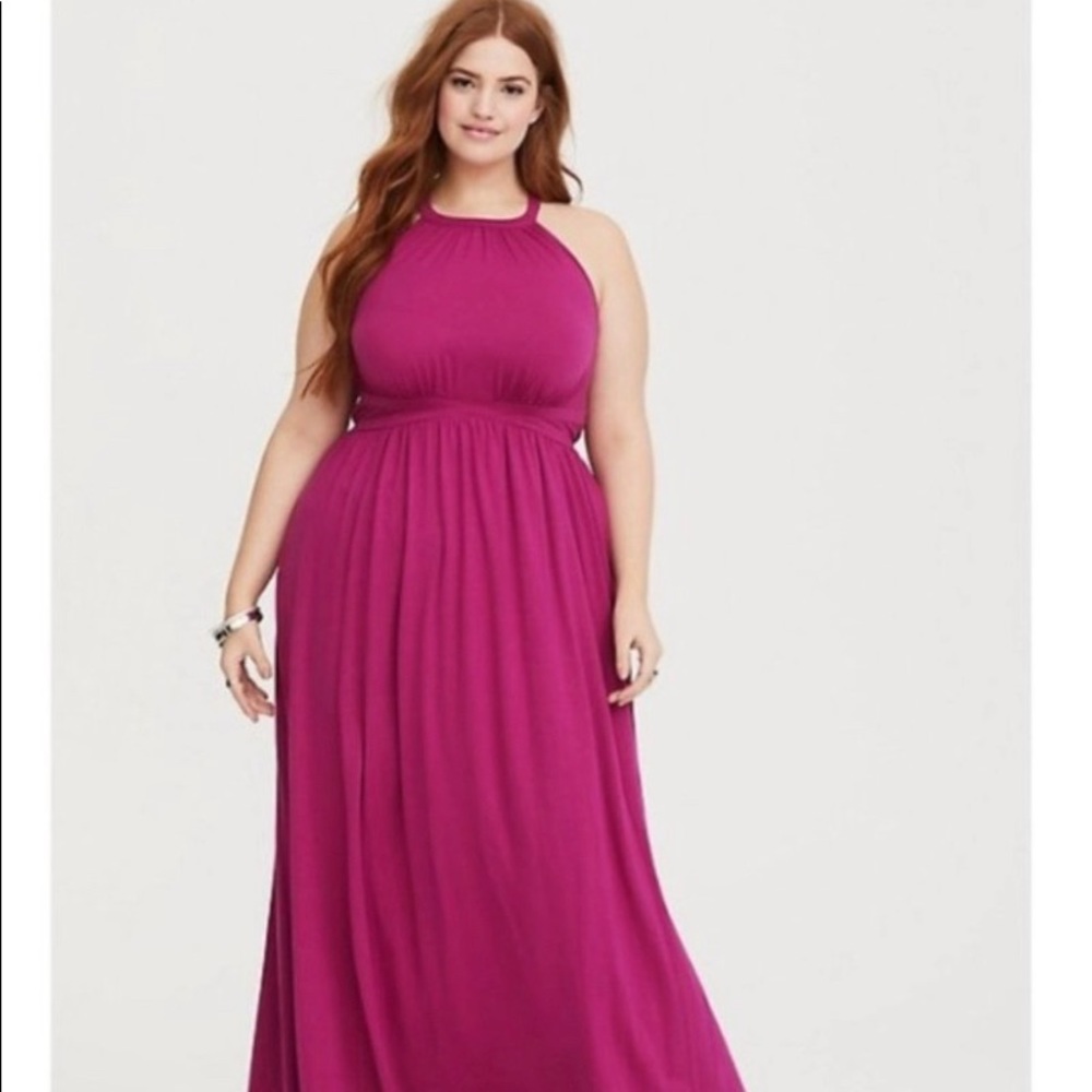 Plus Size Torrid Pink Berry Halter Maxi Dress 3X